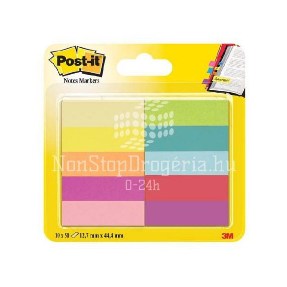Post-it Jelölőlapok12,7 x 44,4mm, 10 x 50 lap  (neon színek)670-10AB-EU