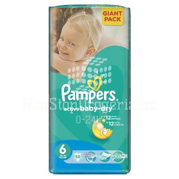 PAMPERS ACTIVE BABY DRY PELENKA EXTRA LARGE 15KG+ 56DB