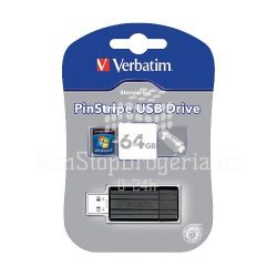 USB drive Verbatim USB 2.0 64GB 10/4 MB/s PinStripe fekete