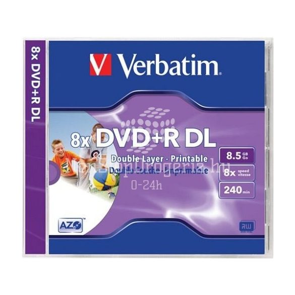 DVD+R Verbatim 8,5GB 8x kétrétegű nyomtatható, normál tok "Double Layer"