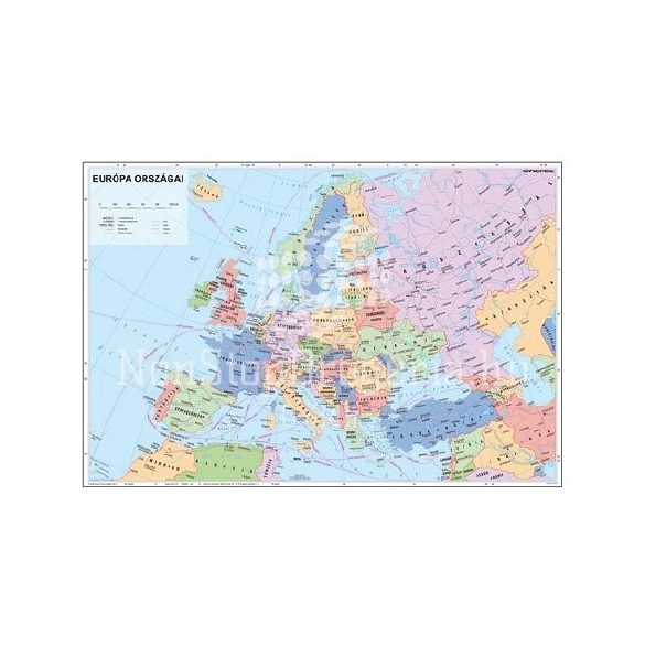 Falitérkép fémléccel 100x70cm Európa országai