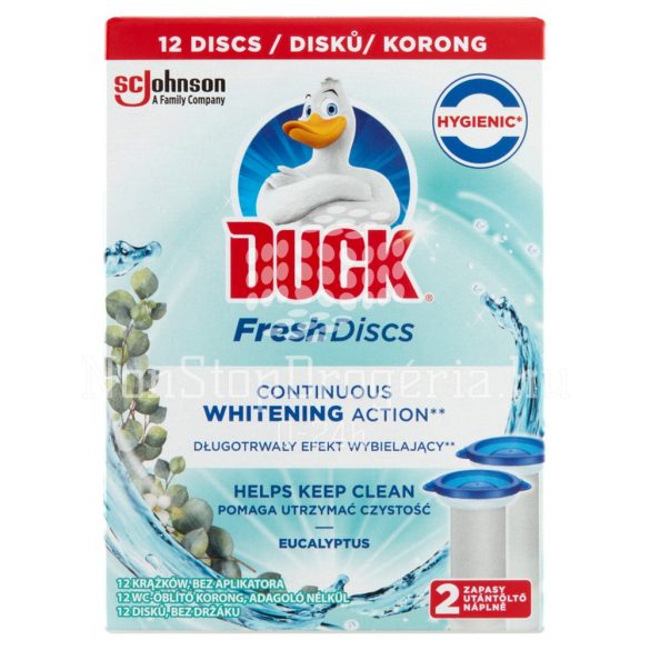 Duck® Fresh Discs zselés WC-öblítő korong utántöltő 2x36 ml Eukaliptusz