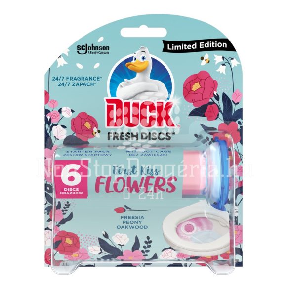 Duck® Fresh Discs zselés WC-öblítő korong 36 ml First Kiss Flowers