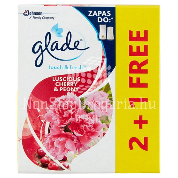 Glade® Touch&Fresh utántöltő 10 ml 2+1 Zamatos cseresznye és bazsarózsa