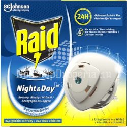   Raid® Night&Day szúnyog- és légyirtó korong készülék utántöltővel 240 órás
