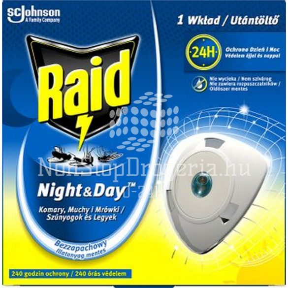 Raid® Night&Day szúnyog- és légyirtó korong készülékhez utántöltő 240 órás
