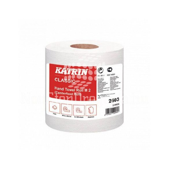 Kéztörlő Katrin Classic M2 2 rétegű fehér 19cm/90m