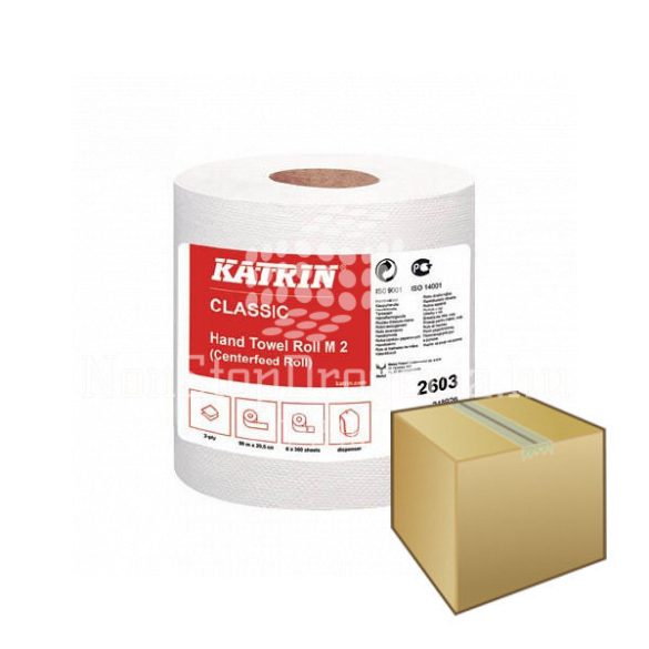 Kéztörlő Katrin Classic M2 2 rétegű fehér 19cm/90m 6DB-OS KARTON ÁR