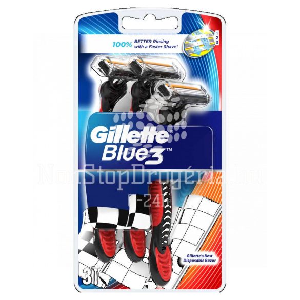 Gillette Blue3 eldobható borotva fekete-piros 3 db